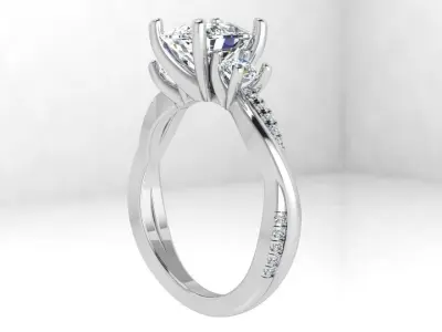 Cushion Diamond Twisted Ring 4528 3D print model