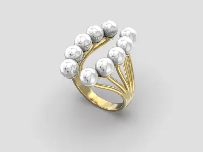 Ring R 195 pearls on air 3D print model