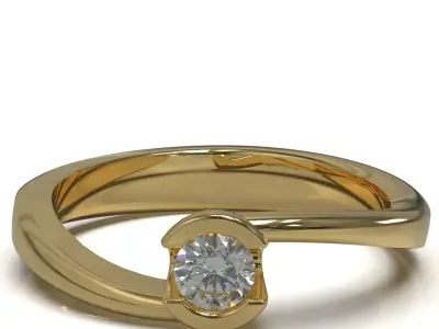 Solitaire ring 015ct 3D print model