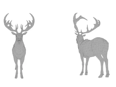 Realistic Deer 3D Model Pack 2 Game Ready Animals  C4D FBX OBJ   Low-poly 3D model
