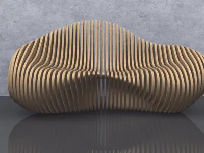 Parametric Wavy Wooden Furniture 01 - CNC files for cutting 3D model