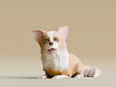 Low poly - Stylized dog - Chihuahua Low-poly 3D model