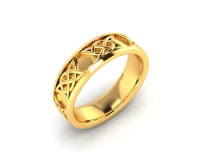 Band 3dm Render Details celtic wedding ring gold 3D print model