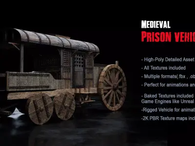 Medieval Prison Vehicle Low-poly 3D model