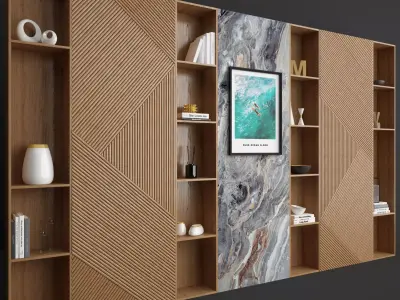 Wood and Marble Shelf  3D model