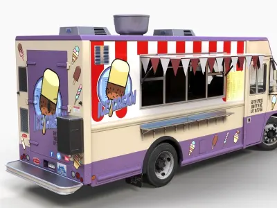 Ice Cream truck Freightliner Low-poly 3D model