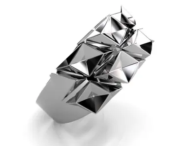 Linkchain-rings2 diamond band ring in gold 3D print model