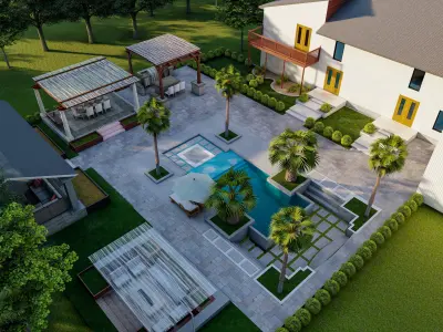 LANDSCAPE BACKYARD DESIGN OF LUXURY HOUSE 3D model 3D model