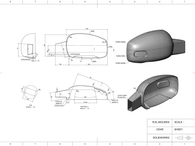 Side view mirror plastic cover 3D print model