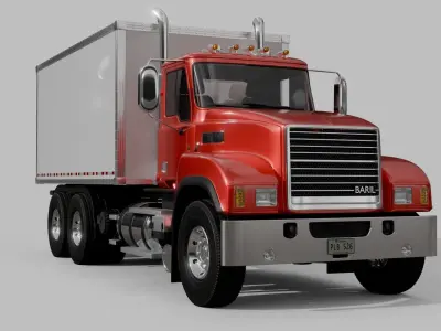 Generic American Truck With Closed Trailer 3D model