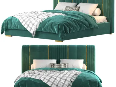 Light Luxury Bed Modern Simple Master Bedroom 3D model