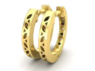 AV 595 Round Diamond Ladies Hoop Earrings 3D print model