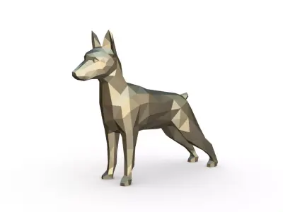 Pinscher low poly doberman 3D print model