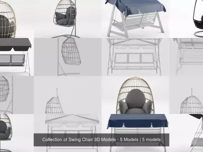 Collection of Swing Chair 3D Models - 5 Models