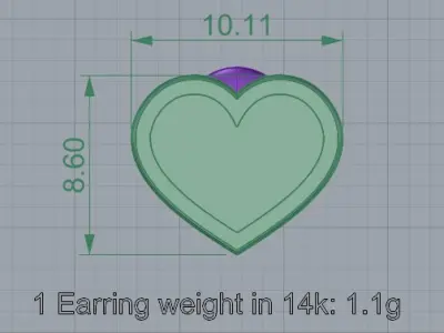 HEART Stud Earrings LOVE GIFT For Valentines Day  3D print model