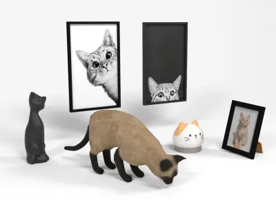 Cats pack Low-poly 3D model