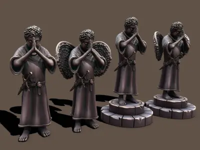 Statue holy kid Low-poly 3D model