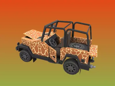 Safari Jeep Game asset Low-poly 3D model
