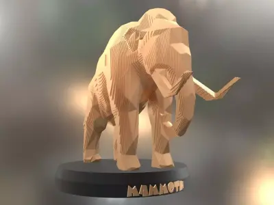 Parametric Mammoth Soft Gold Low-poly 3D model
