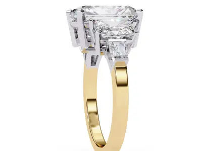 solitaire Five diamond ring for wedding  3D print model