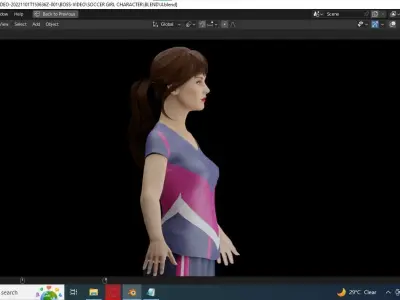 SOCCER GIRL PLAYER REALISTIC CHARACTER 3D model