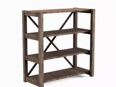 Wide Pottery Shelf 03 Low-poly 3D model