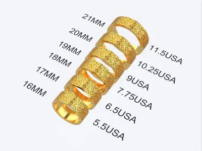 ring six size texture ring 3D print model