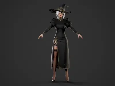  Wizard Girl - Game Ready Low-poly 3D model