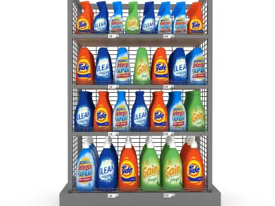 cleaning product market stand 05 Low-poly 3D model