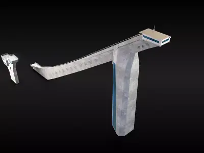 Ski Jumping Ramp and Judges Tower Low-poly 3D model
