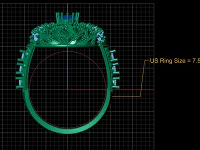 LUXURY DIAMOND AND BLUE SAPPHIRE RING 3D PRINTABLE MODEL 3D print model