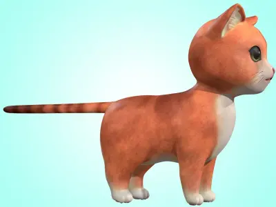 Cartoon Cute Cat Low-poly 3D model