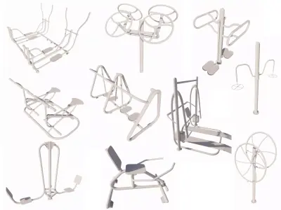 Realistic Outdoor Gym set-Outdoor Fitness Collection 3D model