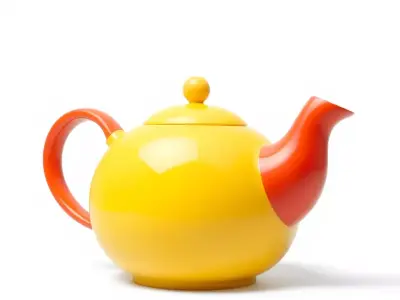 Vibrant Yellow and Red Teapot Model Pack Low-poly 3D model