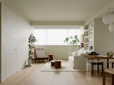 Modern living room dining room bedroom interior scenes  3D model