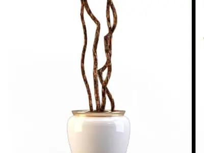 Modern pot indoor flower floral 3D model