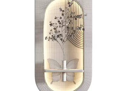 Wall Niche Decor Butterfly Shelf Green Branch Low-poly 3D model