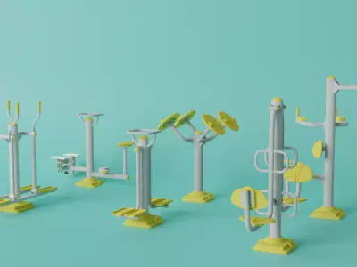 Outdoor Fitness Collection Low-poly 3D model
