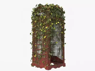 Rusty Telephone Box  with Ivy decoration Low-poly 3D model