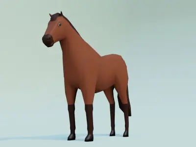 Horse Rigged Low poly 3D model Low-poly 3D model