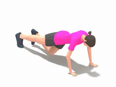 Grasshoper PushUps  Exercise Woman Animation Low-poly 3D model