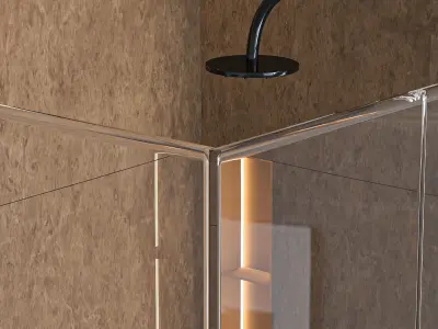 Shower cabin with partition 03 3D model