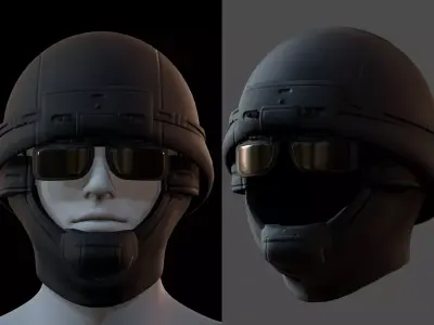 Gas mask helmet 3d model scifi Low-poly  Low-poly 3D model