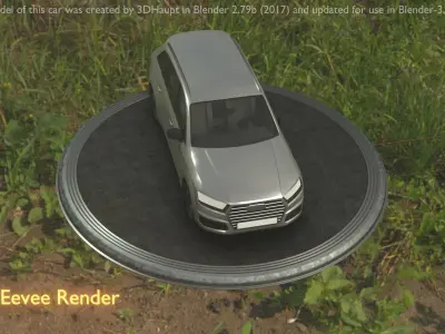 City Car 72 SUV Type-B Blue Low-poly 3D model