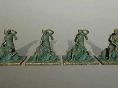 gold  statue  Low-poly 3D model