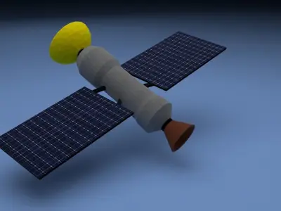 Satellite Low Poly flying in sky Low-poly 3D model