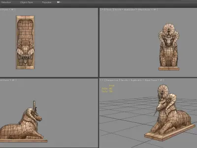 Stone sheep sculpture Low-poly 3D model