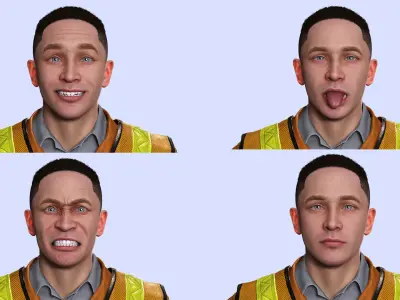 construction worker Men engineer Ready Low-poly 3D model