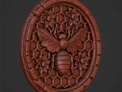 Bee and Honeycomb Relief for CNC and 3D Printing 3D print model