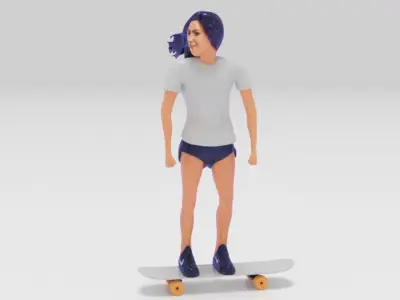 Girls Skate Bording 3D Model STL  3D print model